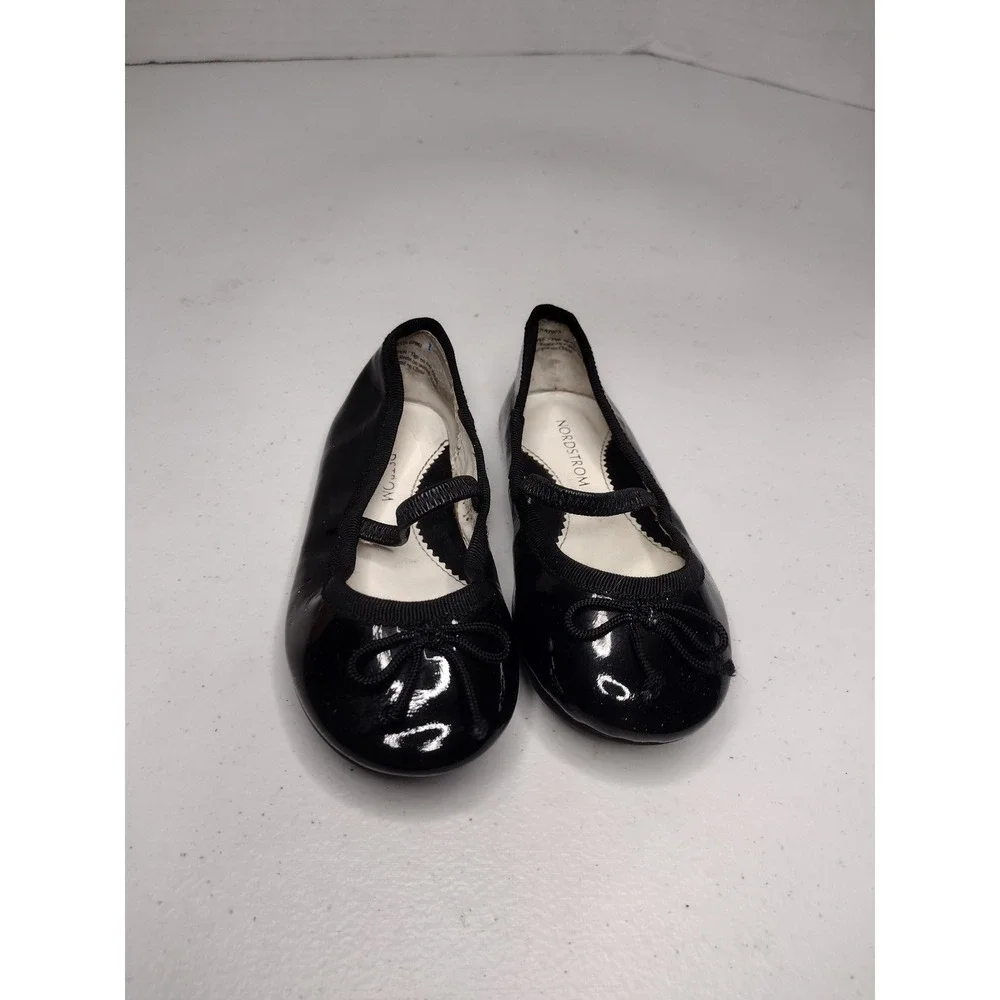Kids Nordstrom Black Patent Leather Mary Jane Ballet‎ Flats Shoes Toddler Size 7